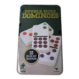 Cardinals Double Nine Dominoes Color Dot 55 Pcs 9 Colors W./ Collectors Tin  New